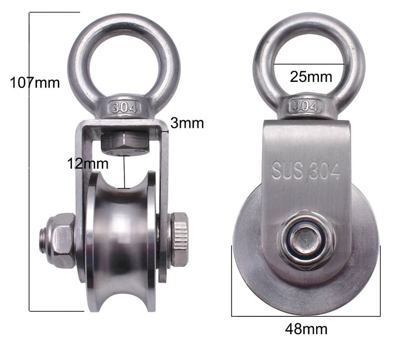 KCNOFNC Heavy Duty Cable Single Pulley Block Wheel for Wire Rope with Ball Bearings, DIY Pulley System for Gym Equipment Workout, Winch, Lifting - Image 4